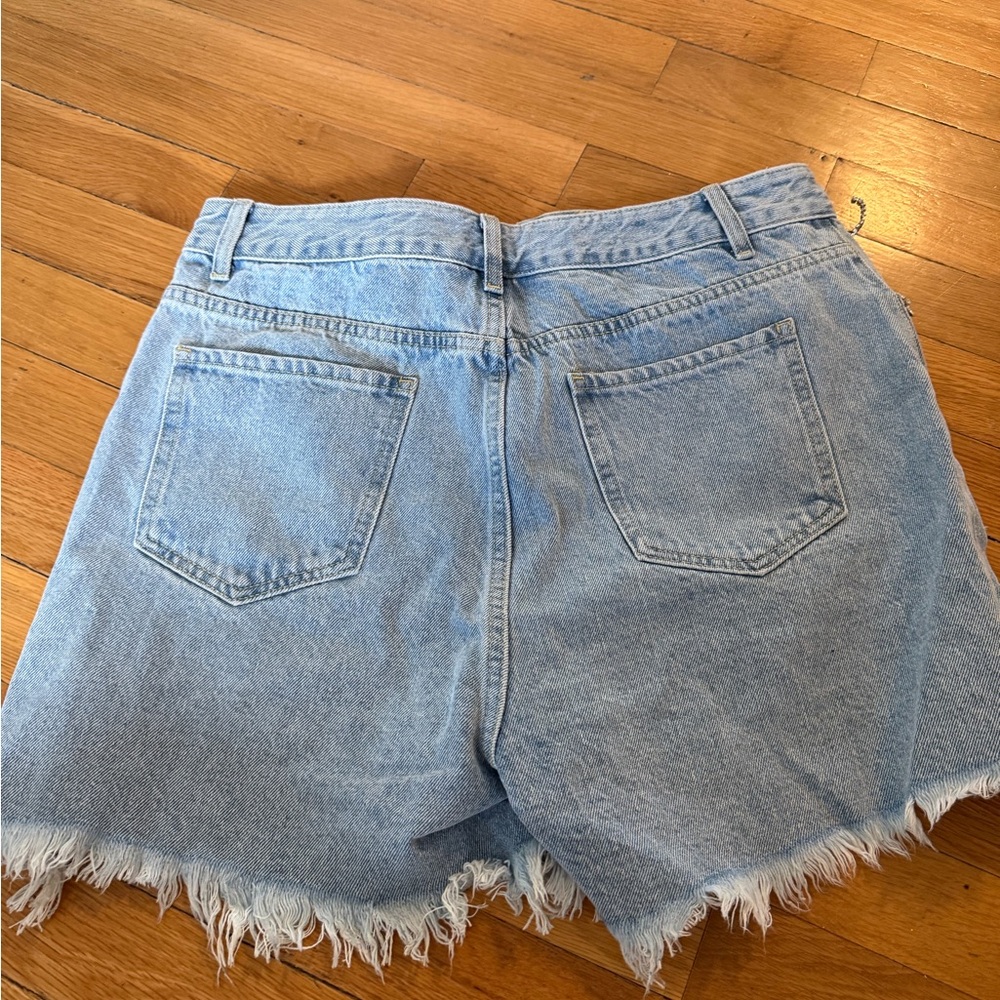 Cider Light Blue Denim Shorts with Fringe and Bead Detail - Picture 5 of 5